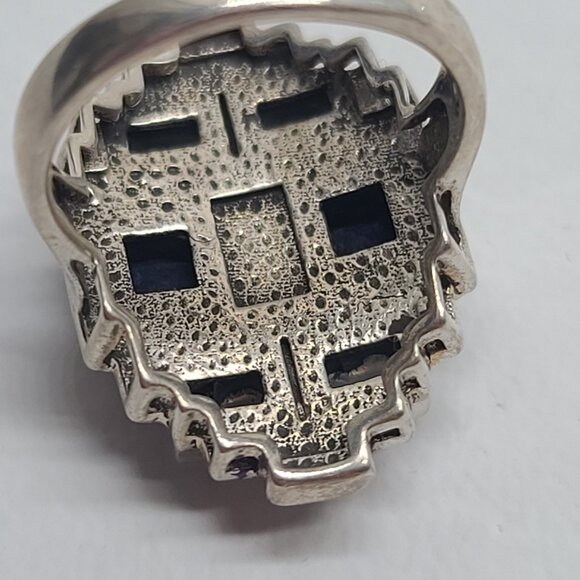 Nicky Butler sterling 925 lapis lazuli moonstone geometric ring purple enamel, 7 - Picture 6 of 10